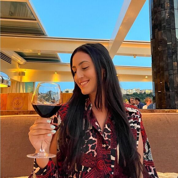 Red printed dress - Picture 1 of 5